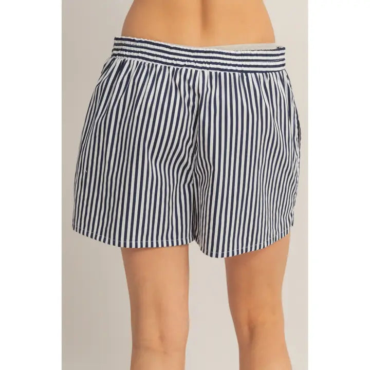 Striped Elastic Waist Boxer Shorts
