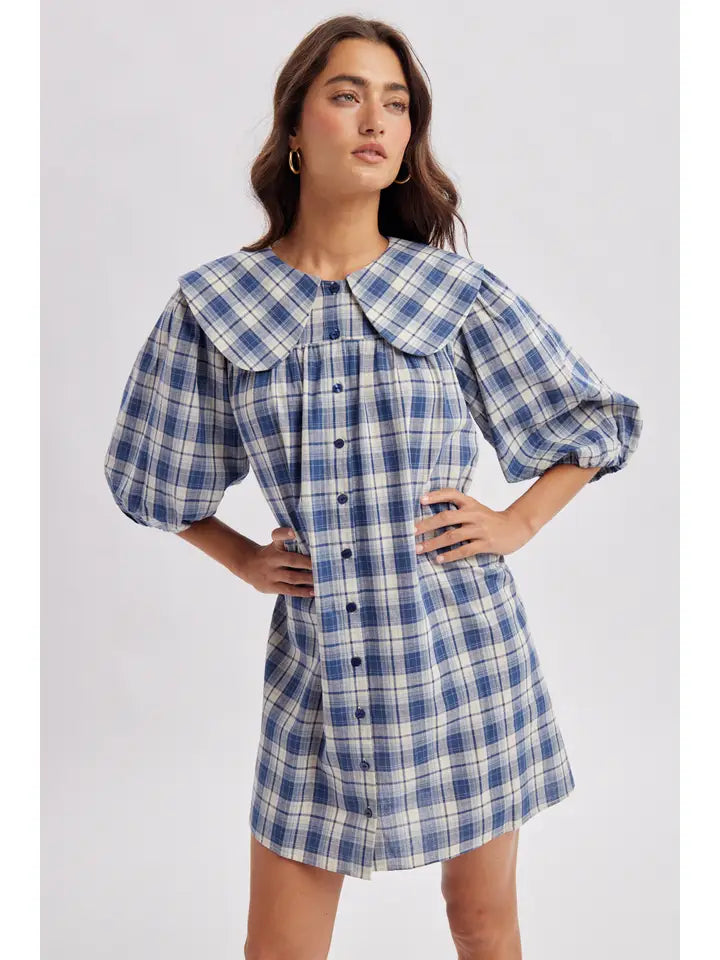 Collared Plaid Mini Dress