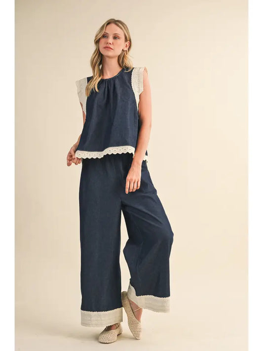 Denim Lace Trim Set