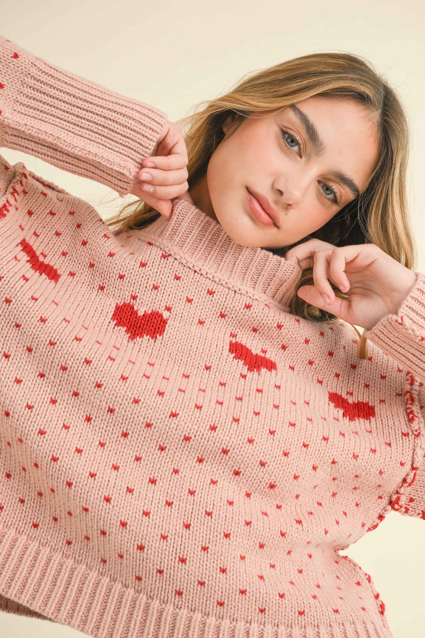 Heart Pattern Sweater Top