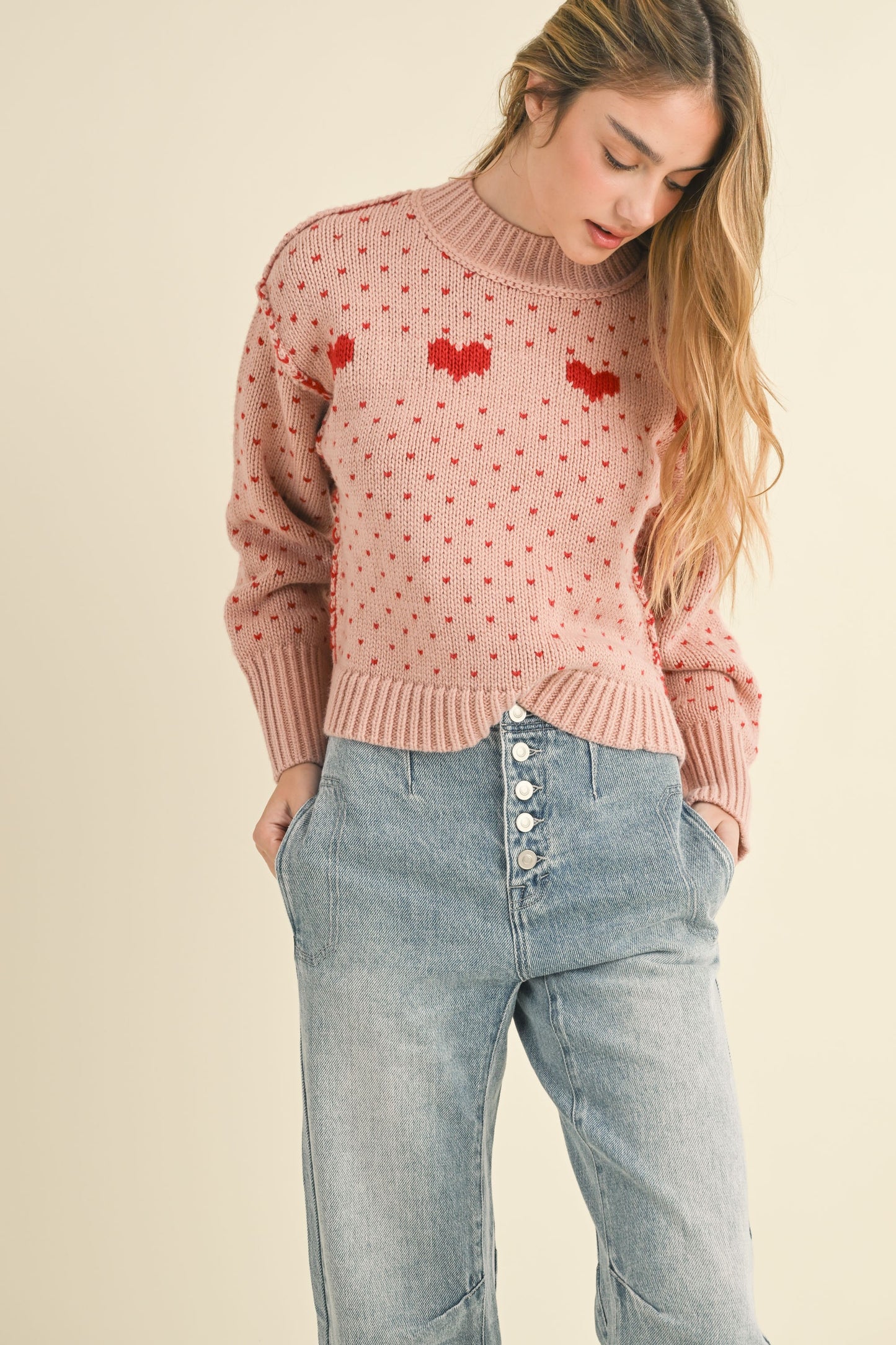 Heart Pattern Sweater Top