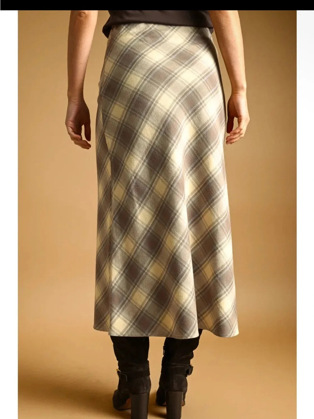 Soft Plaid Midi Skirt