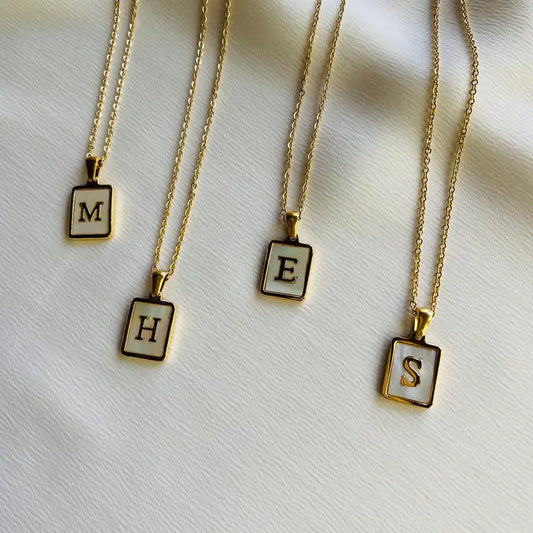 Frankie Pearl Letterplate Necklace
