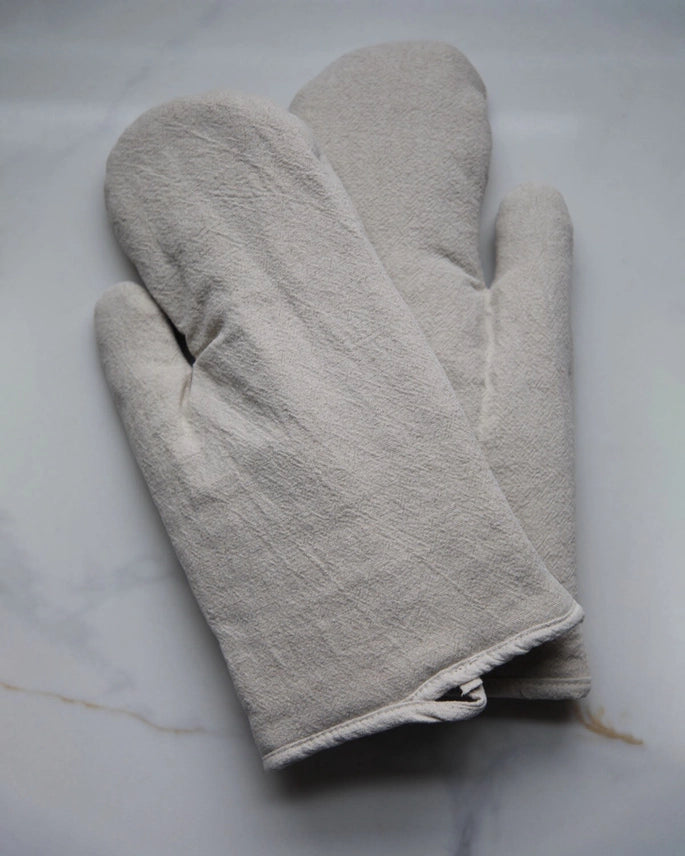 Beige Cotton Oven Mitt