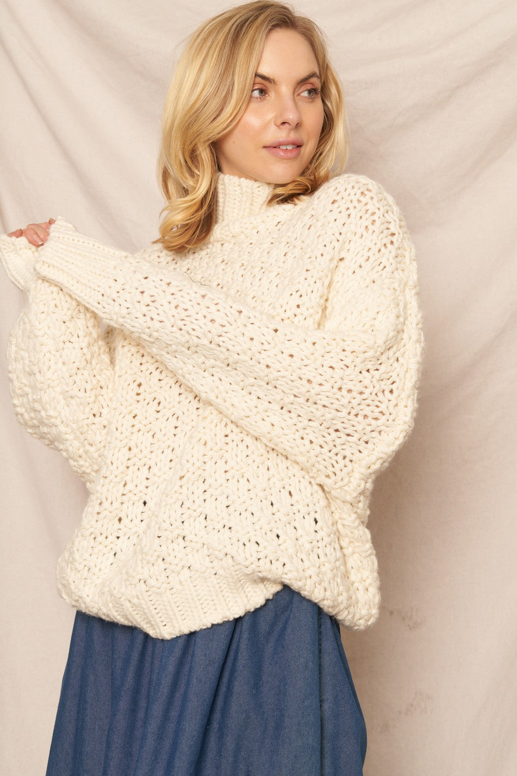 Cream turtle neck sweater