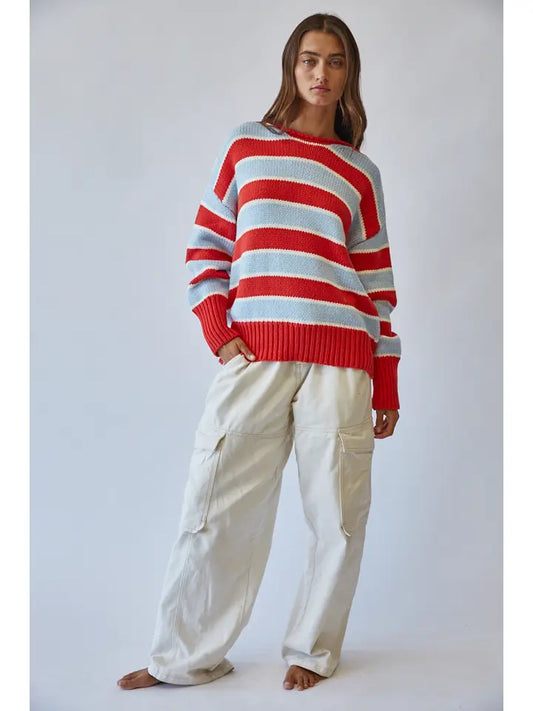 Oversized knitted stripped sweater