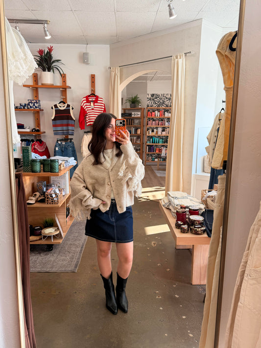 Fringe Detail Sweater Cardigan