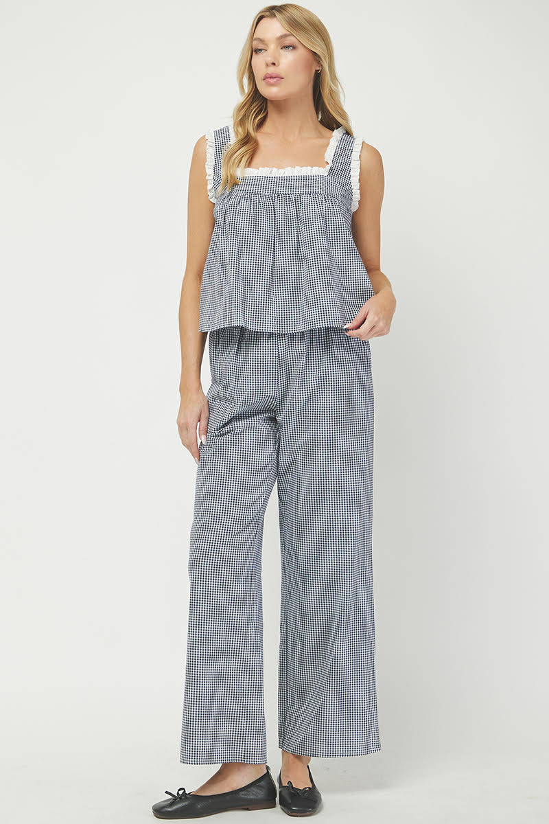 Gingham Babydoll Top