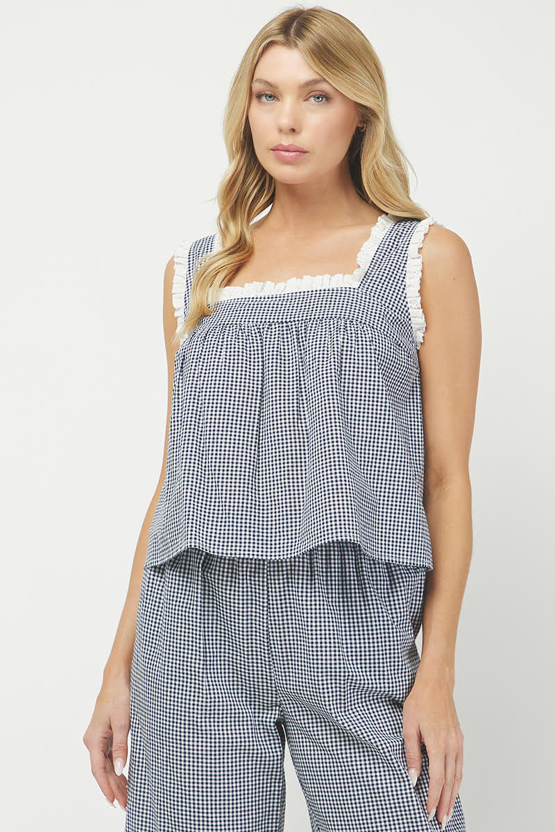 Gingham Babydoll Top