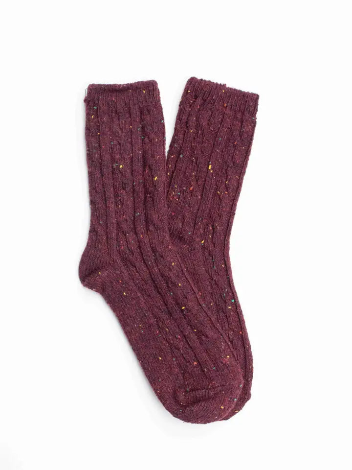Wool Blend Speckled Knit Socks